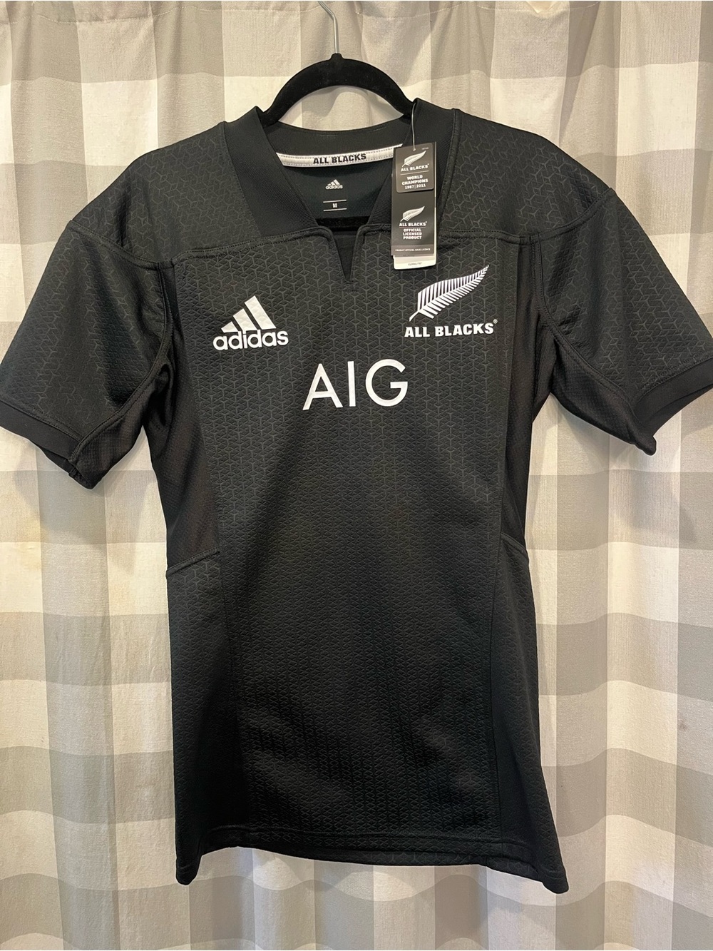adidas All Blacks Black Rugby Jersey with White Logos